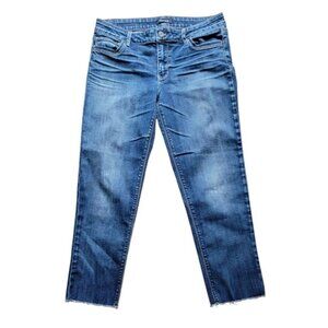 White House Black Market Jeans Size 10 Blue Denim Slim Crop Stretch Flex Fade
